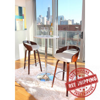 Lumisource B30-GROTTOR CHW2 Grotto Mid-Century Modern Barstool with Swivel in Cherry with White Faux Leather - Set of 2